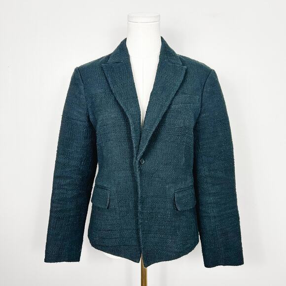 Theory Tweed Button Blazer Black Sz 10 Business Casual Office Career Wear - Picture 1 of 6